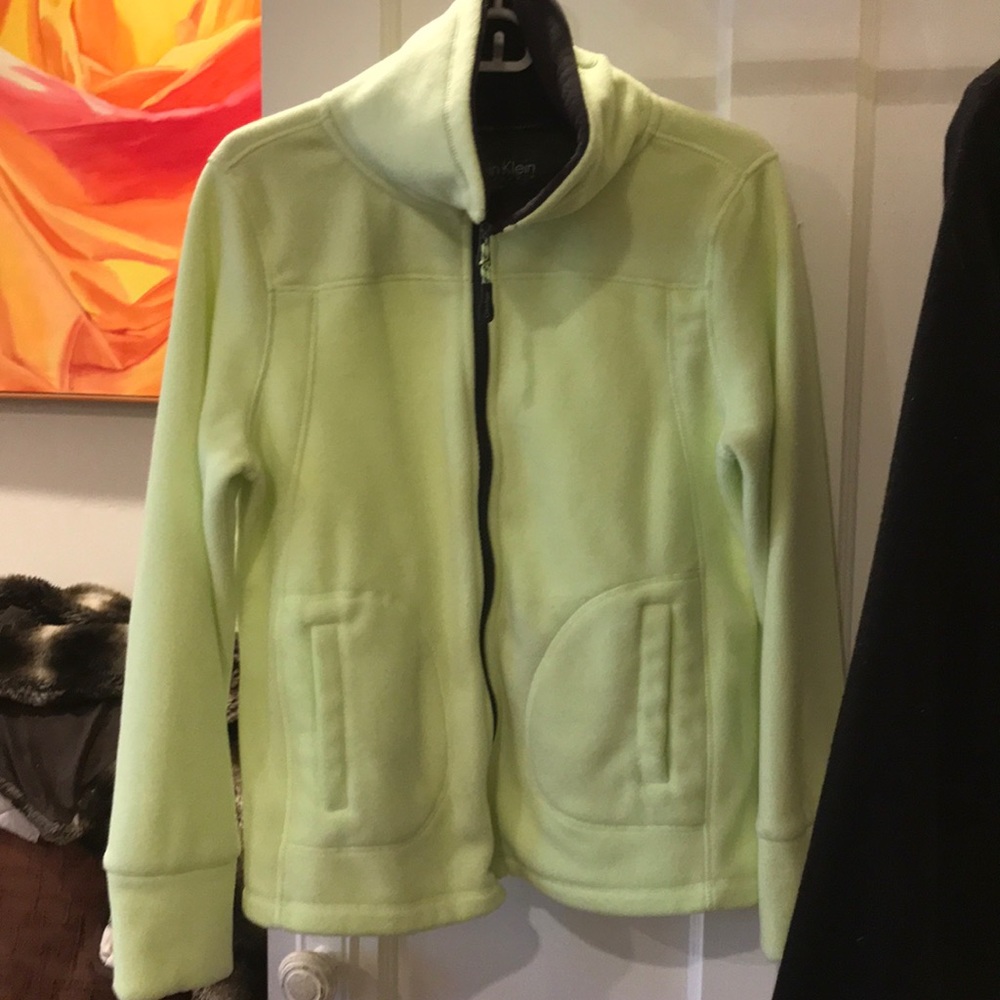 Bright lime green yellow fleece jacket